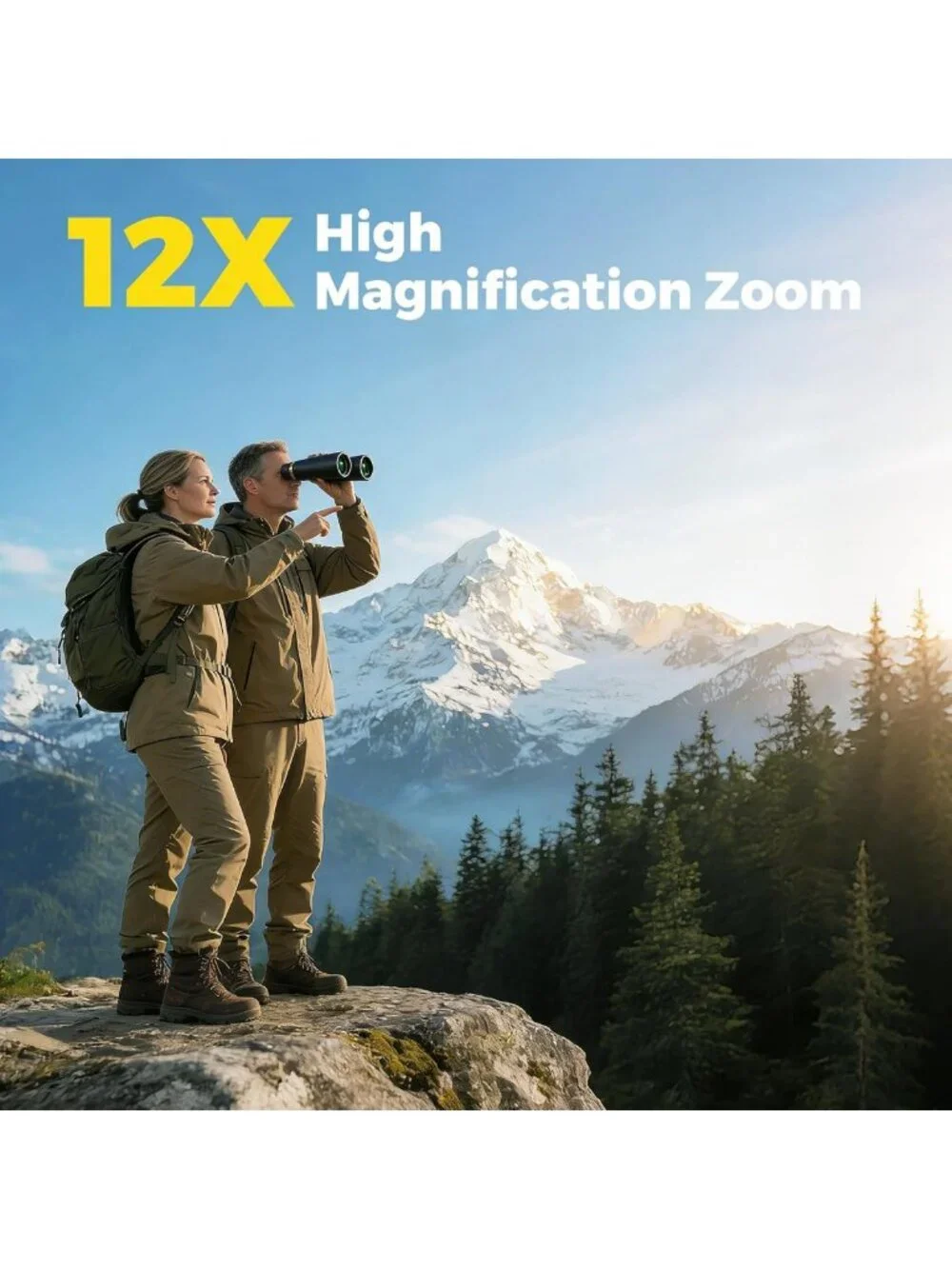 High-Powered 12x42 Waterproof Binoculars for Adults - Large View, Outdoor